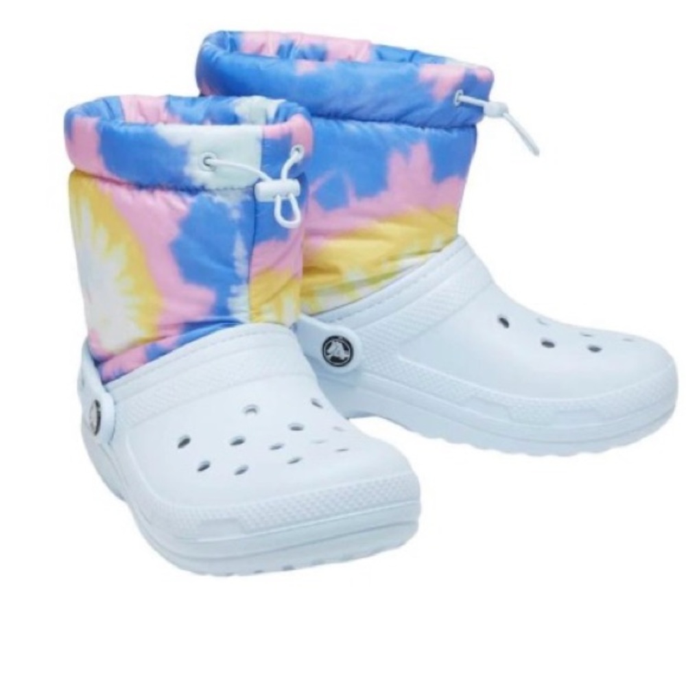 Crocs Classic Lined Neo Puff Tie Dye Mineral Blue Boots Size 5